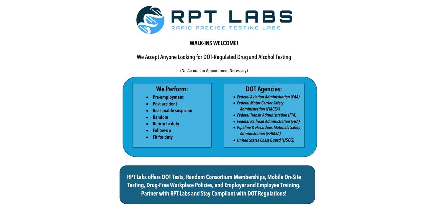 rpt labs welcomes walk-ins